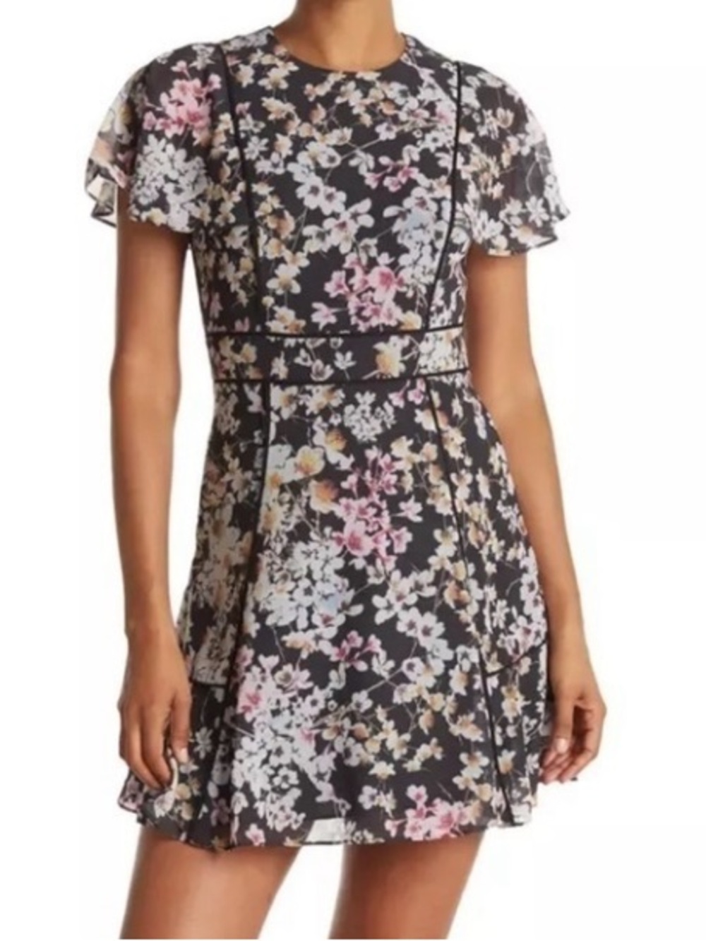 Ted Baker Kaarole Jasmine Mini Dress Floral Black - Size 2 US 6